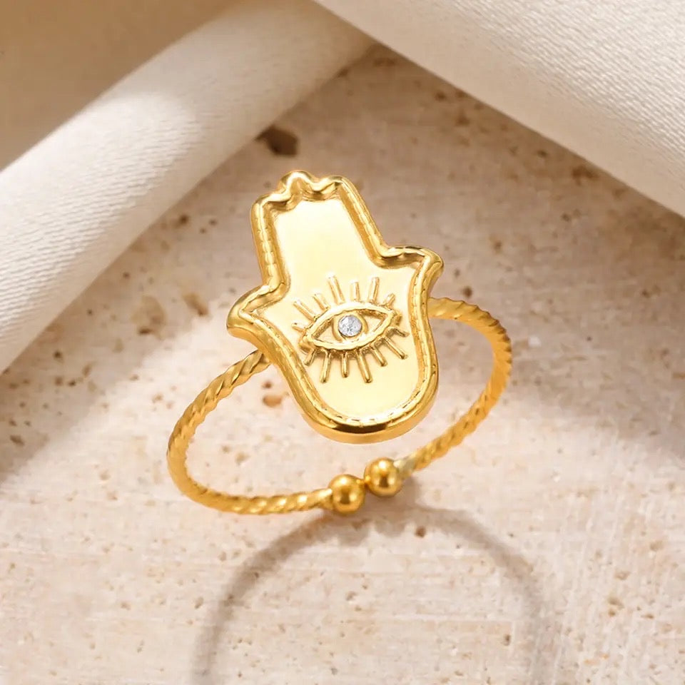 Vintage Hamsa Fatima Hand Ring