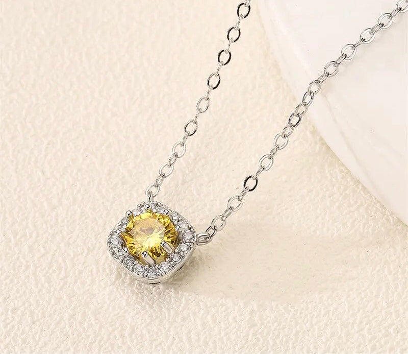 Square Stud Earrings Necklace Set