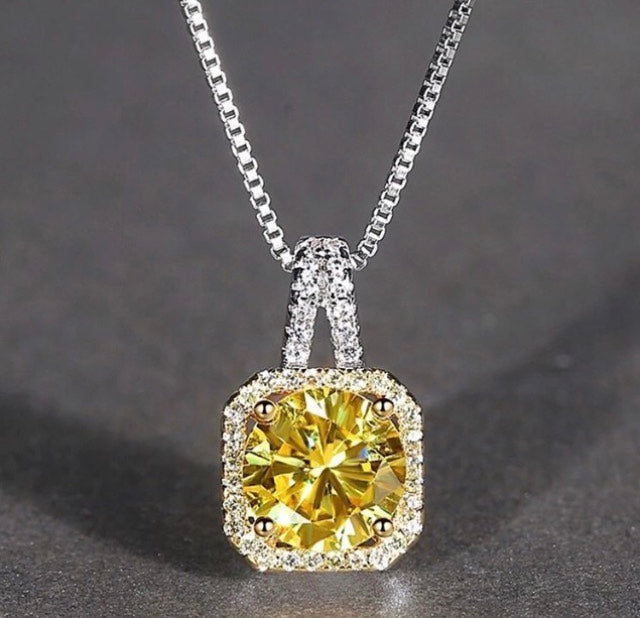 Yellow Square Stone Pendent