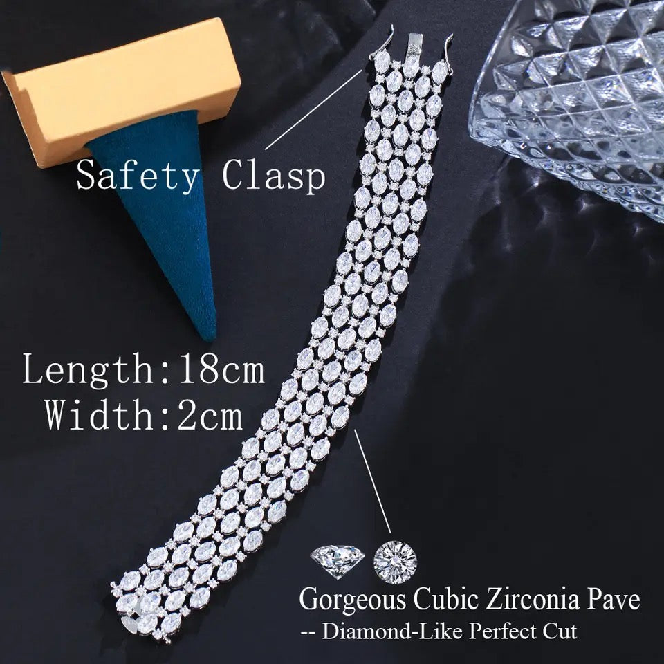 Gorgeous Multiple White Oval Round Cubic Zirconia Bracelet