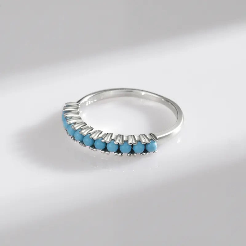 925 Sterling Silver Stackable Natural Turquoise Luxury Ring