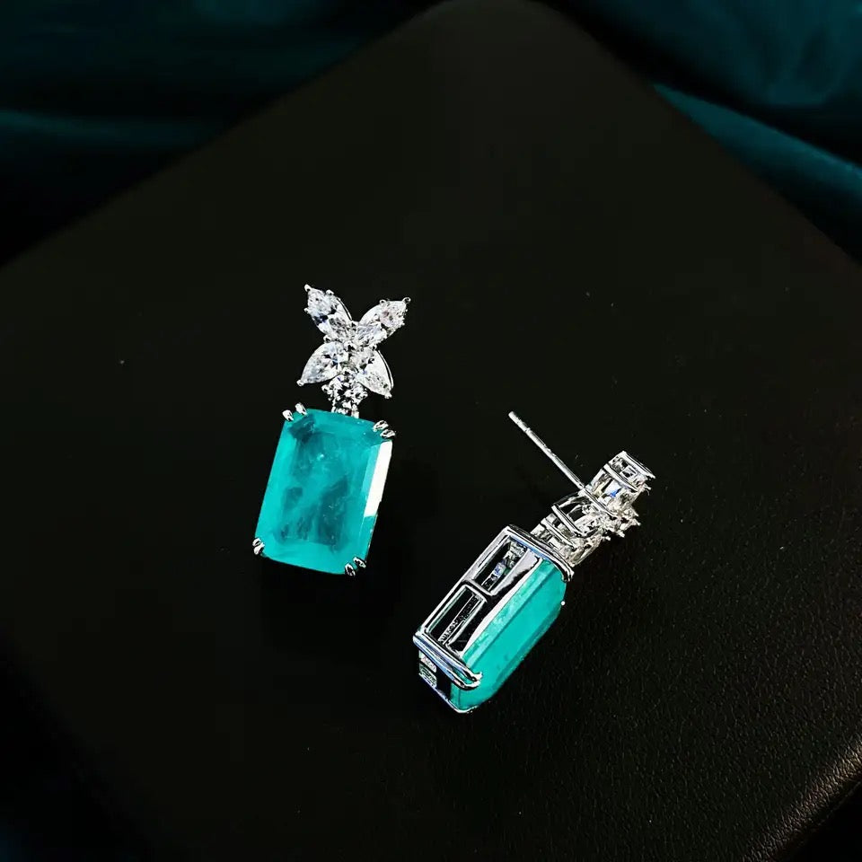 6 Carat Synthetic Paraiba Stud Earrings