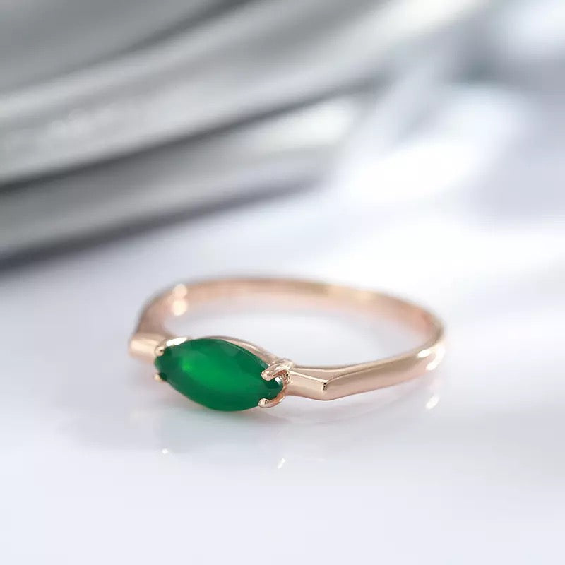 Emerald Green Zircon Long Tassel Dangle Earrings Ring Set