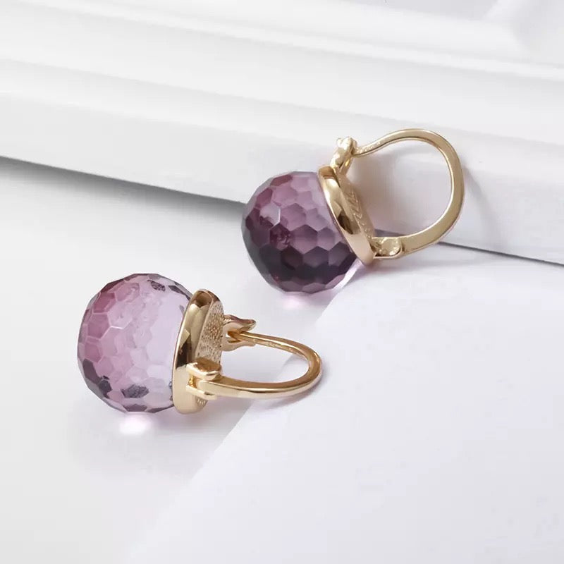 Retro Amethyst Ball Earrings