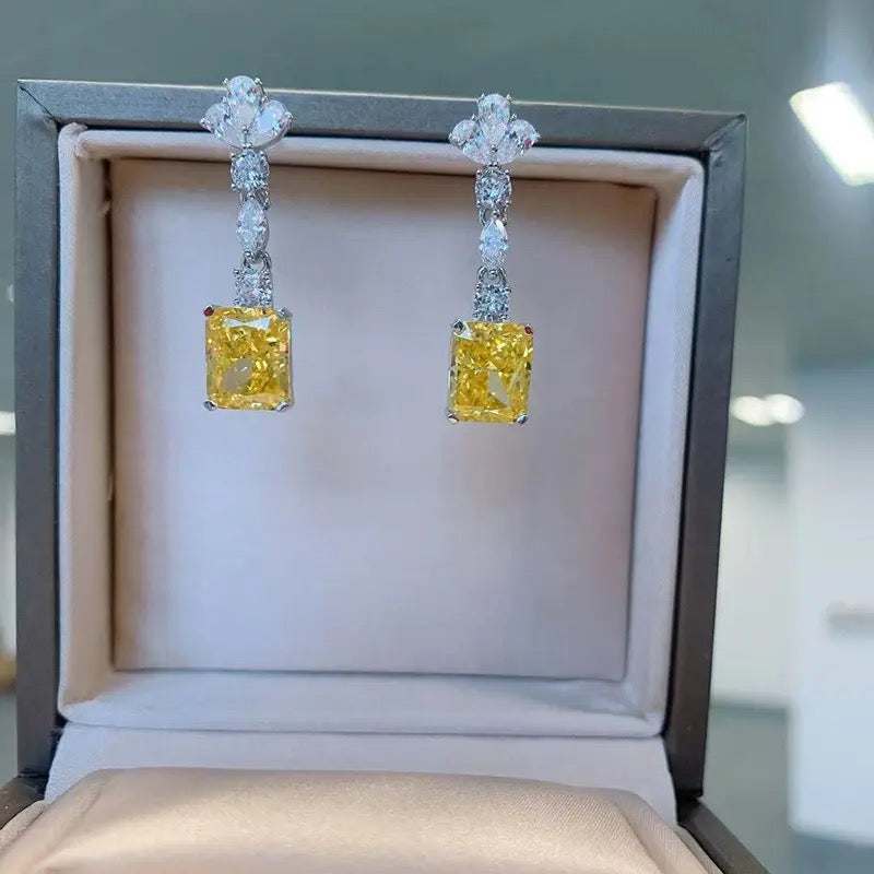 Yellow Cubic Zirconia Dangle Earrings