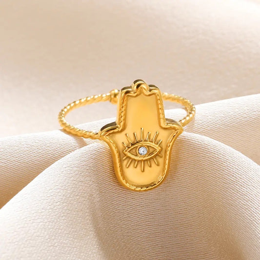 Vintage Hamsa Fatima Hand Ring