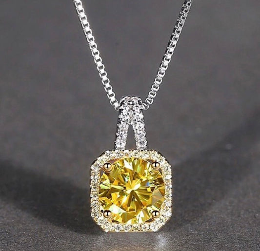 Yellow Square Stone Pendent