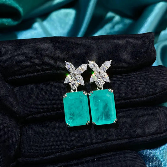 6 Carat Synthetic Paraiba Stud Earrings