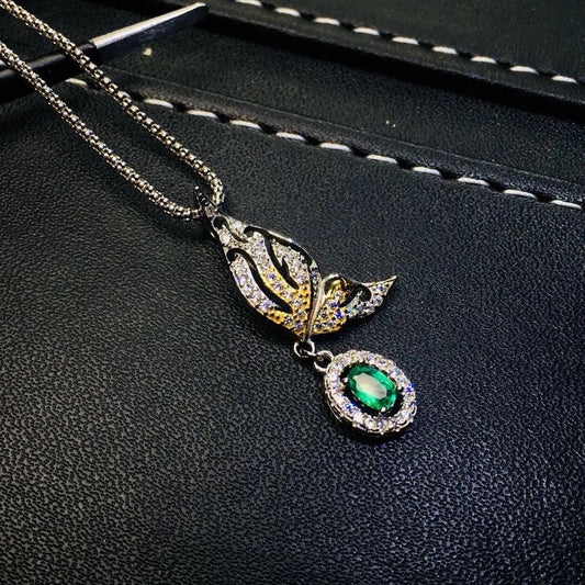 Imitation Colombian Emerald Butterfly Pendant