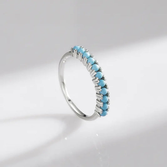 925 Sterling Silver  Stackable Natural Turquoise Luxury Ring