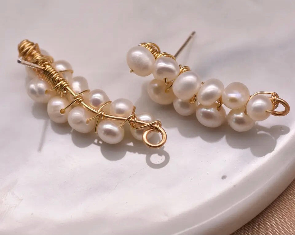 Pure Natural Freshwater Pearl Earrings