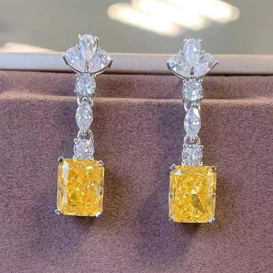 Yellow Cubic Zirconia Dangle Earrings